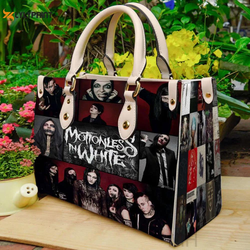 Motionless in white leather handbag  gift for women 2864 Women Leather Hand Bag