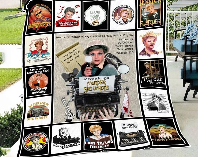 Murder she wrote inspired fleece blanket, mink sherpa blanket, jessica fletcher blanket, fletcher quilt, murder she wrote tv series Quilt Blanket