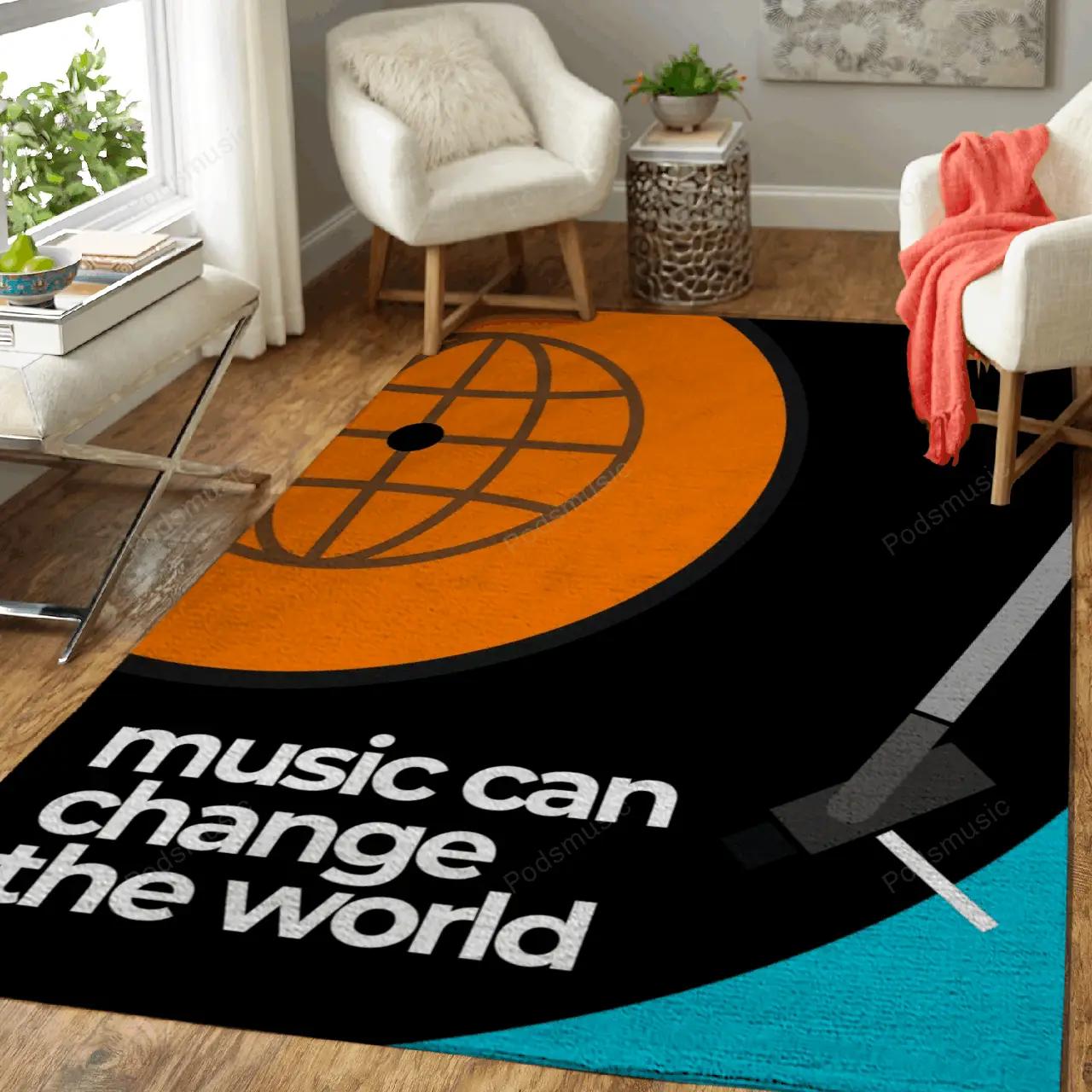 Music can change the world inspiration quotes words art for fans area rug living room carpet rug regtangle carpet floor decor home decor Rectangle Rug