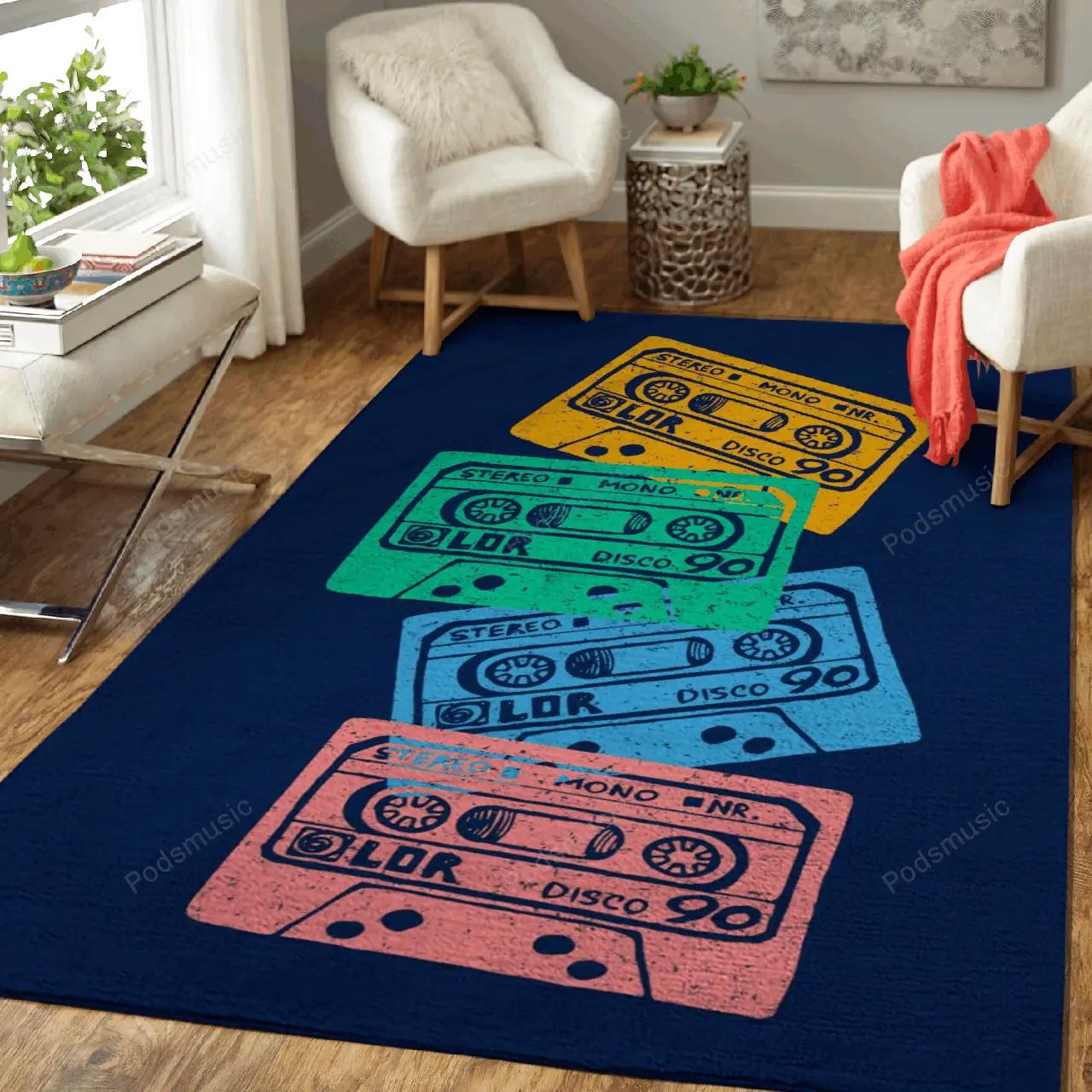 Musical retro artwork tape music art for fans area rug living room carpet rug regtangle carpet floor decor home decor Rectangle Rug