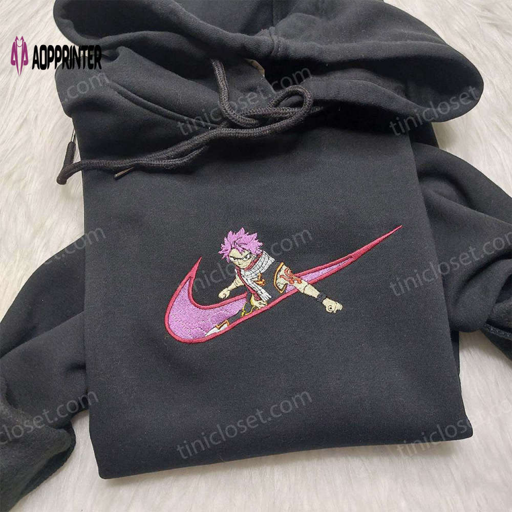 Natsu dragneel nike embroidered shirt – exclusively designed fairy tail anime apparel Embroidered Shirt