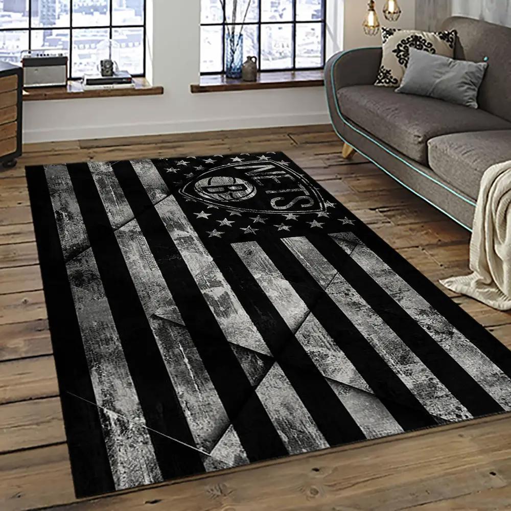 Nba brooklyn nets basketball team logo sport carpet rectangle area rug for living room brn17 Rectangle Rug