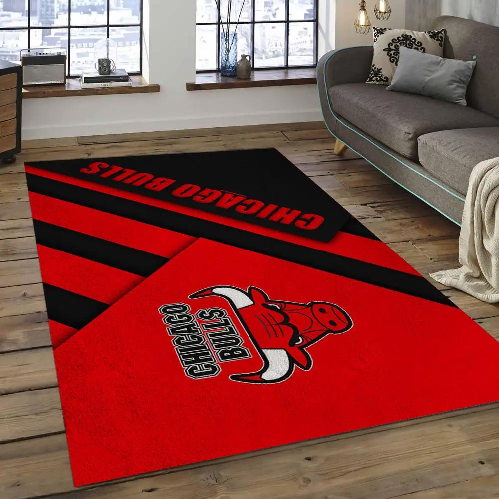Nba chicago bulls basketball legend team logo rectangle area cb22 Rectangle Rug
