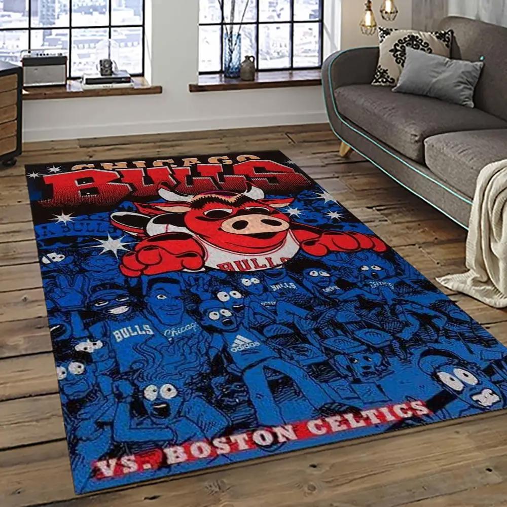 Nba chicago bulls basketball team logo sport carpet area rug home decor best gift for friends cb57 Rectangle Rug