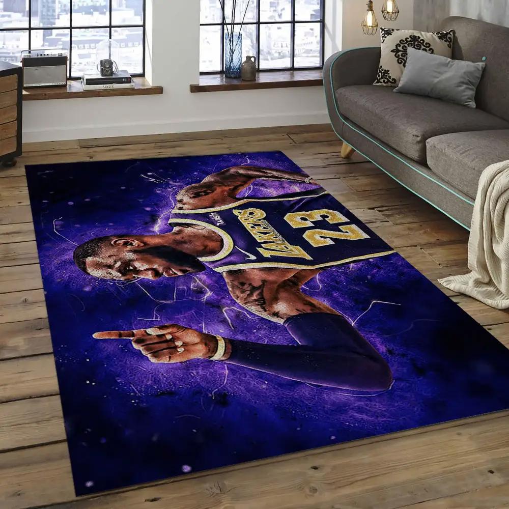 Nba los angeles lakers basketball legend team logo rectangle area lal02 Rectangle Rug