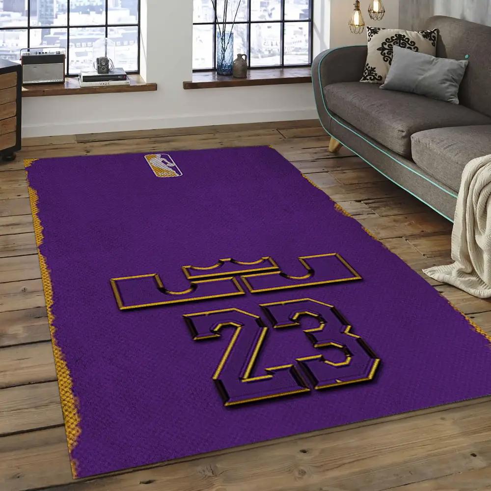 Nba los angeles lakers basketball legend team logo rectangle area lal20 Rectangle Rug