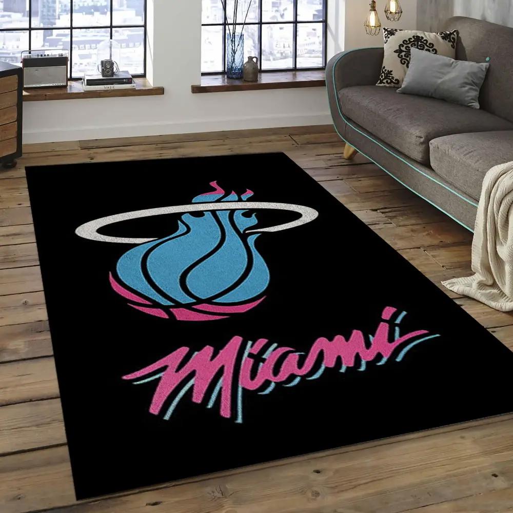Nba miami heat basketball legend team logo rectangle area mh07 Rectangle Rug