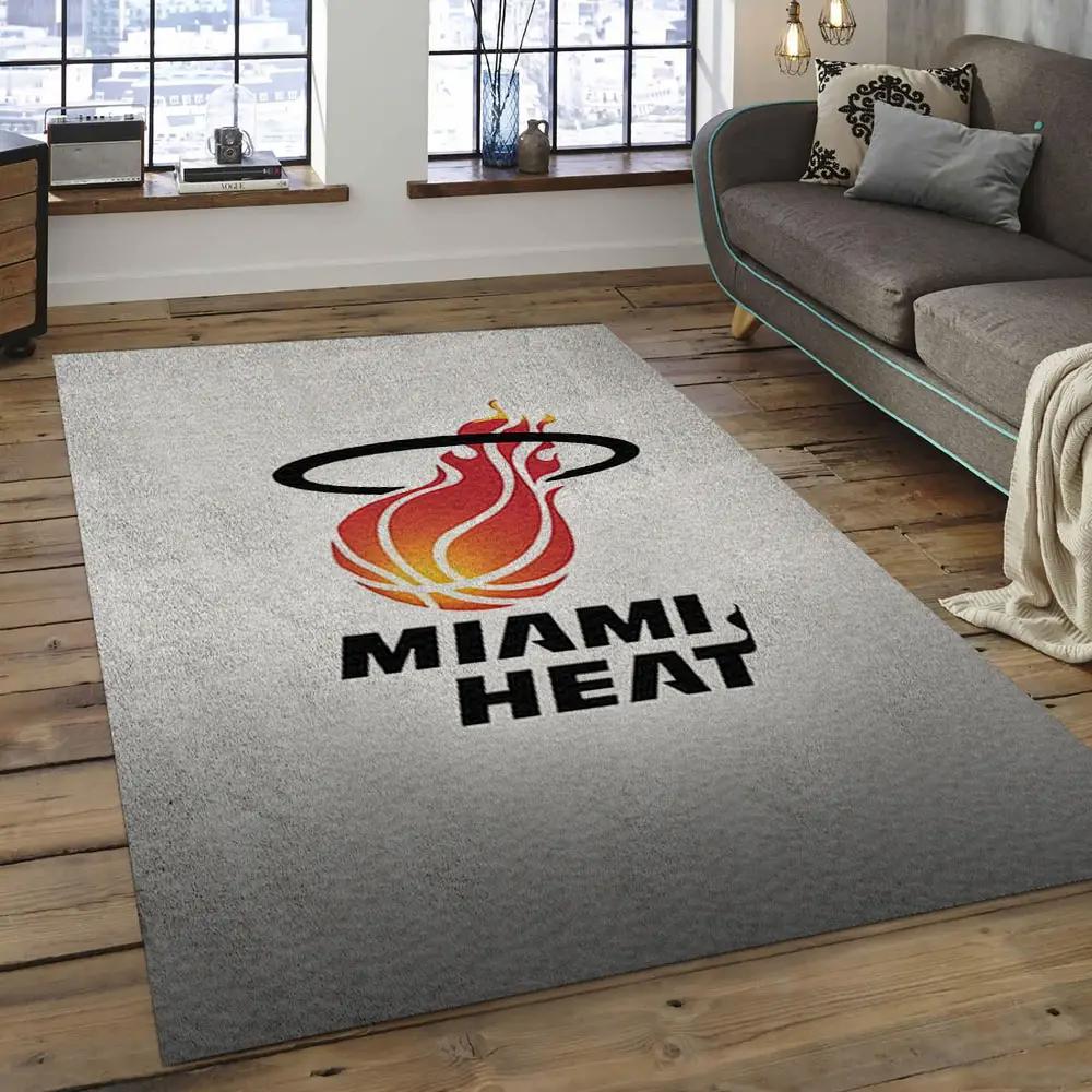 Nba miami heat basketball legend team logo rectangle area mh25 Rectangle Rug