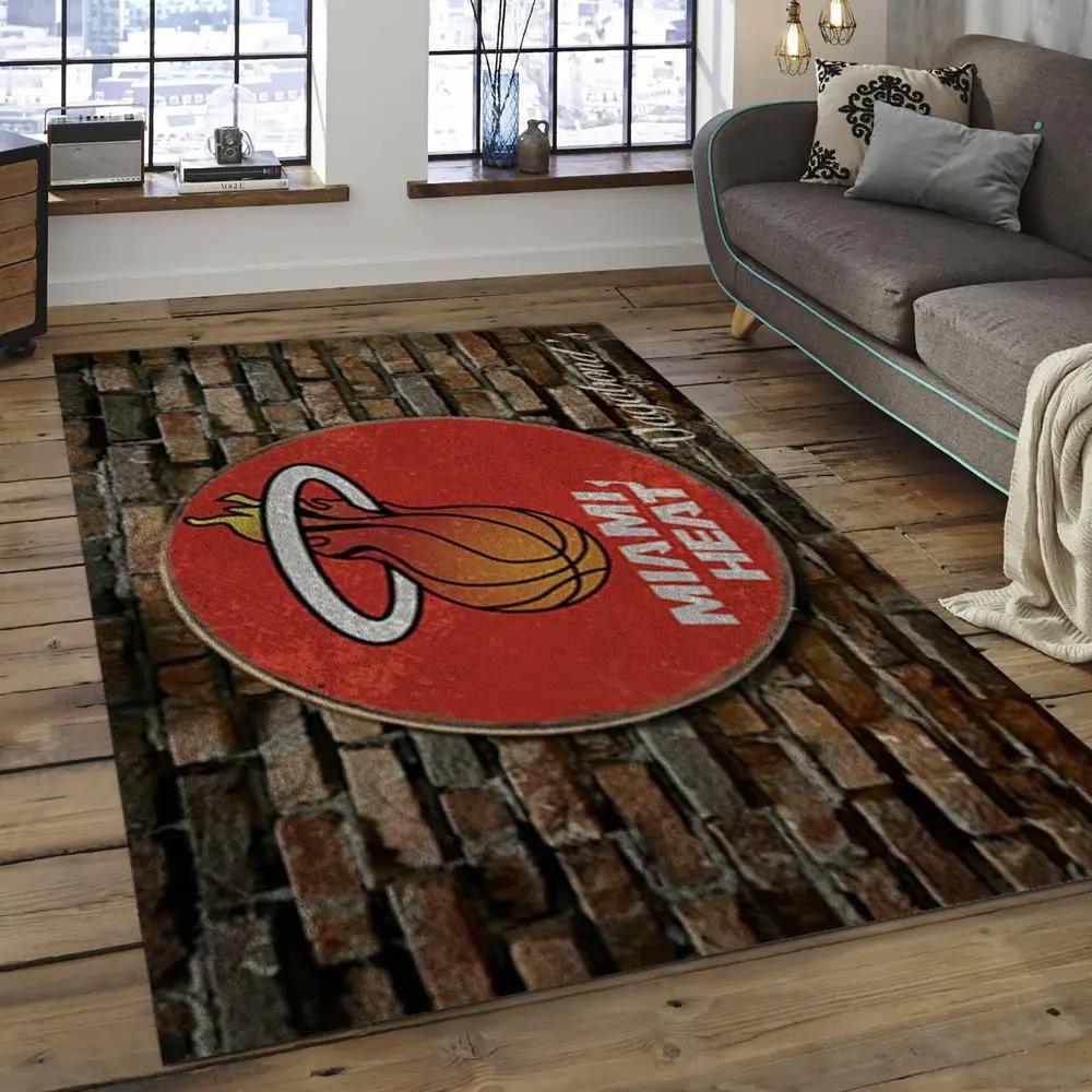 Nba miami heat basketball legend team logo rectangle area mh50 Rectangle Rug