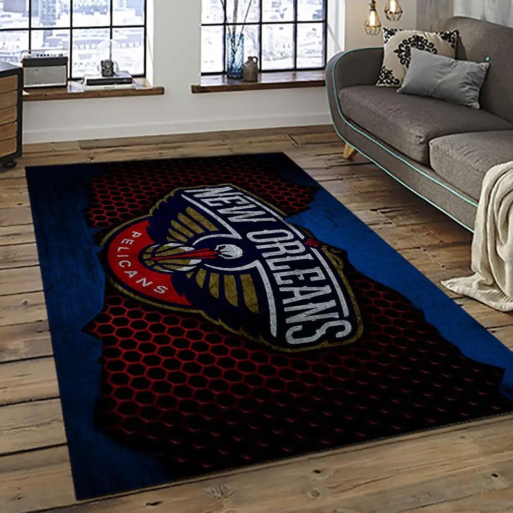 Nba new orleans pelicans basketball team logo sport carpet rectangle area rug for living room nop35 Rectangle Rug