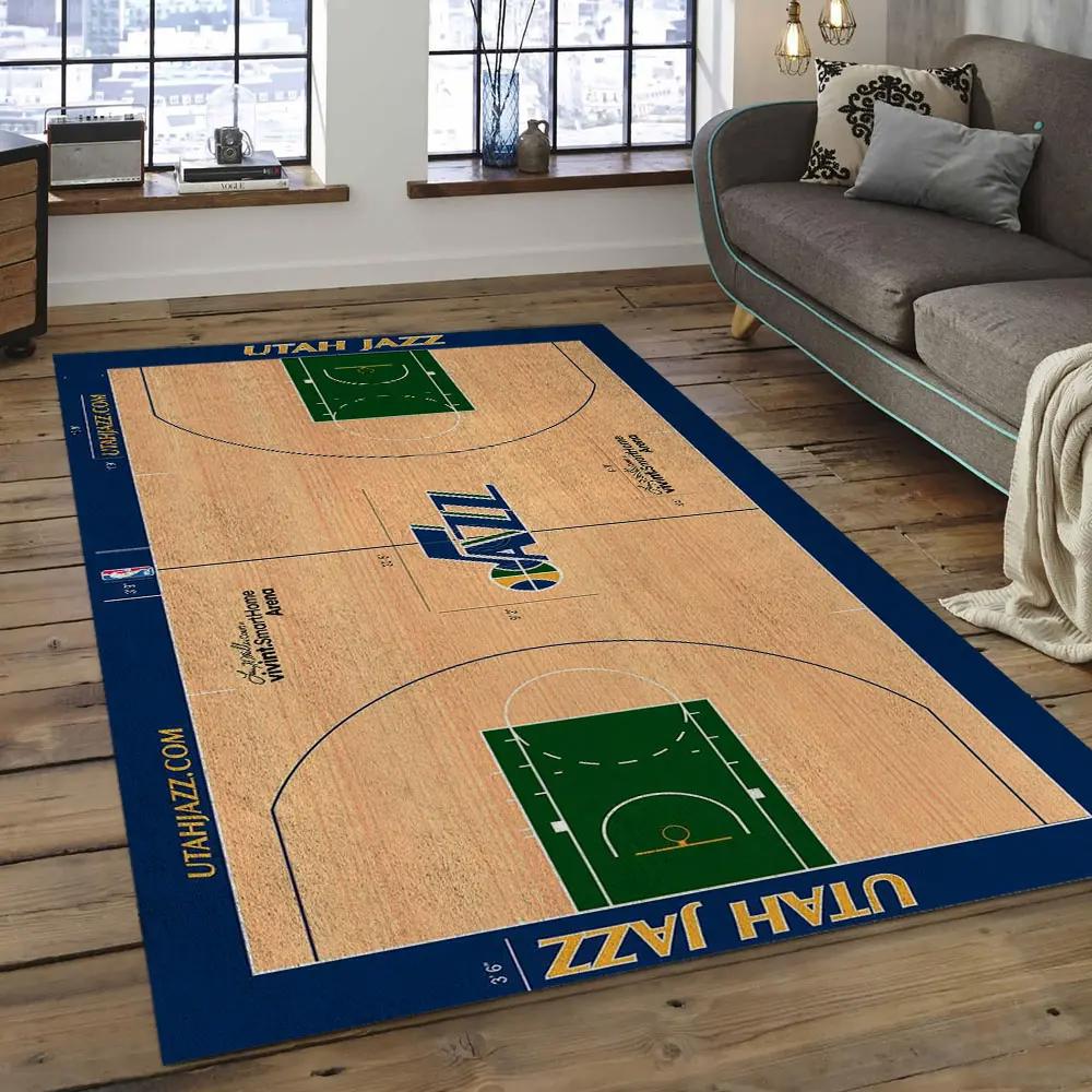 Nba utah jazz basketball legend team logo rectangle area uj18 Rectangle Rug
