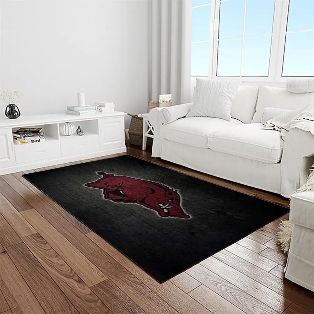 Ncaa arkansas razorbacks college sport basketball and foolball team logo rectangle area rug ar46 Rectangle Rug