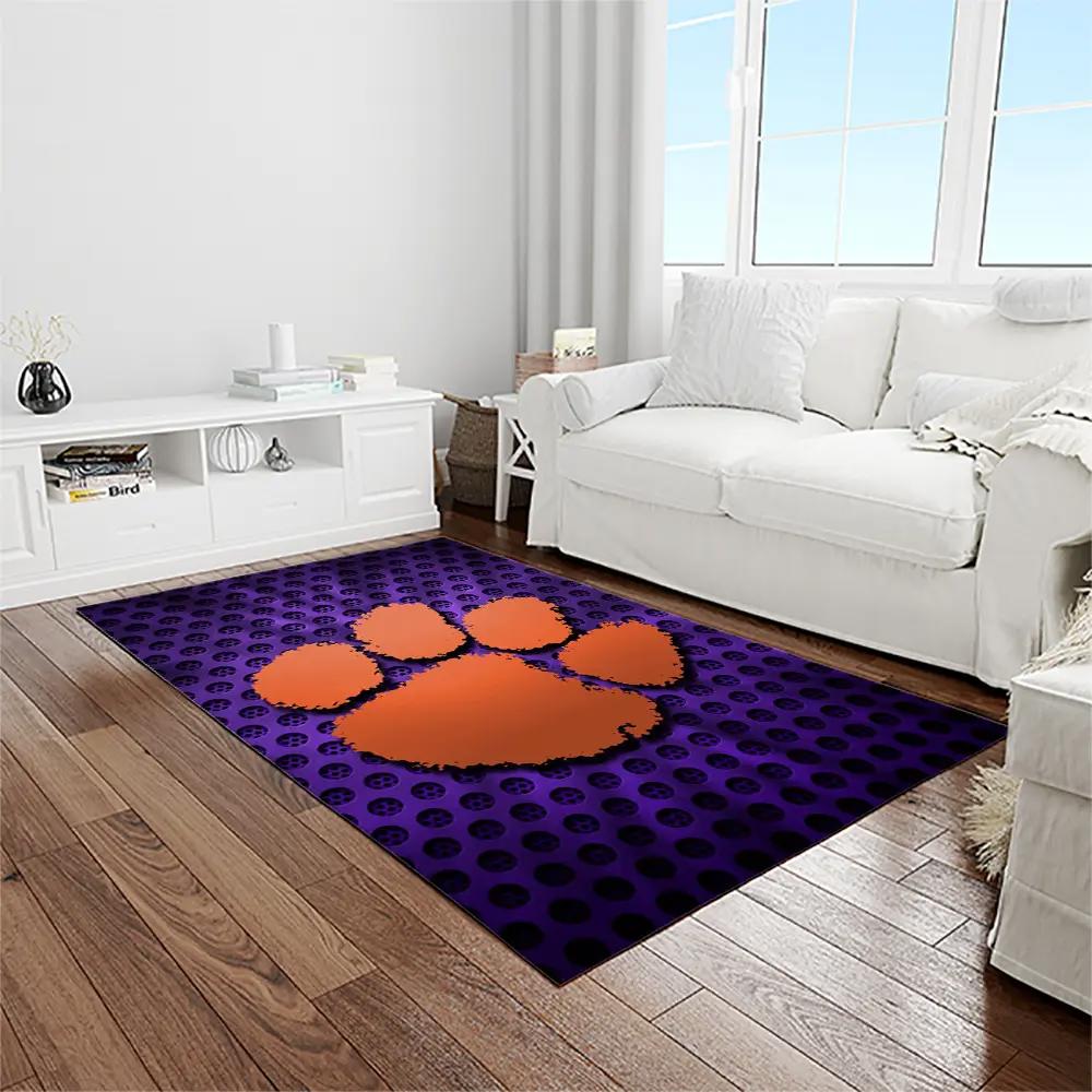 Ncaa clemson tigers college sport basketball and foolball team logo rectangle area rug ct11 Rectangle Rug