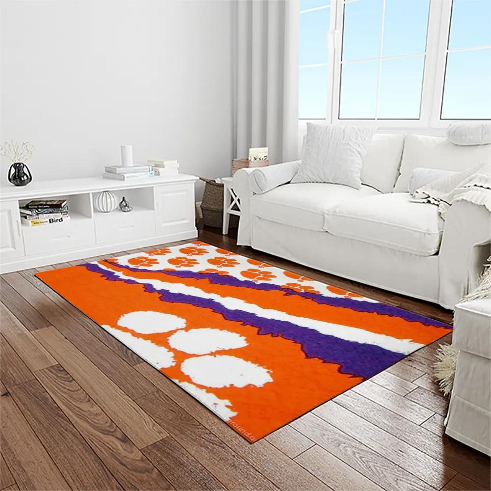 Ncaa clemson tigers college sport basketball and foolball team logo rectangle area rug ct24 Rectangle Rug