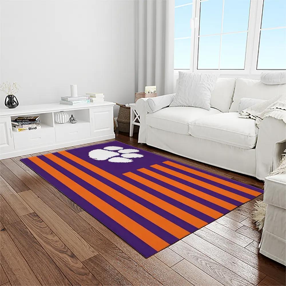 Ncaa clemson tigers college sport basketball and foolball team logo rectangle area rug ct28 Rectangle Rug