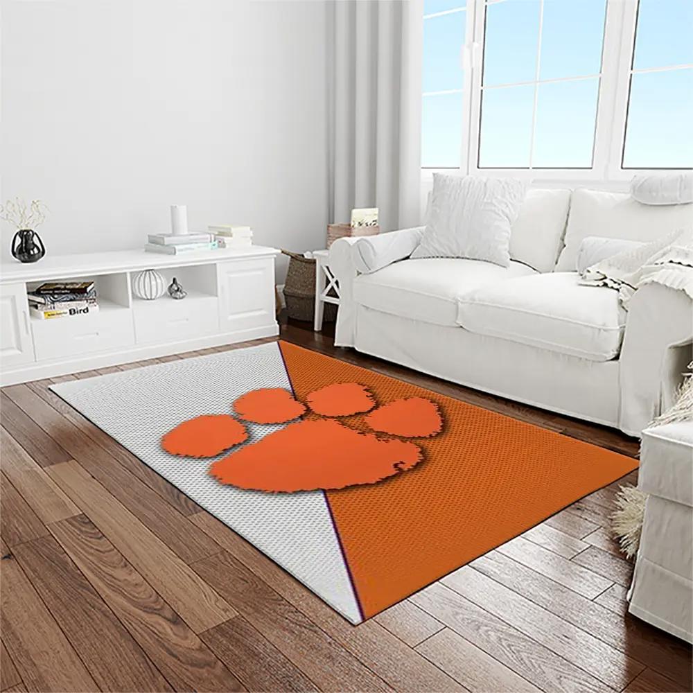 Ncaa clemson tigers college sport basketball and foolball team logo rectangle area rug ct29 Rectangle Rug