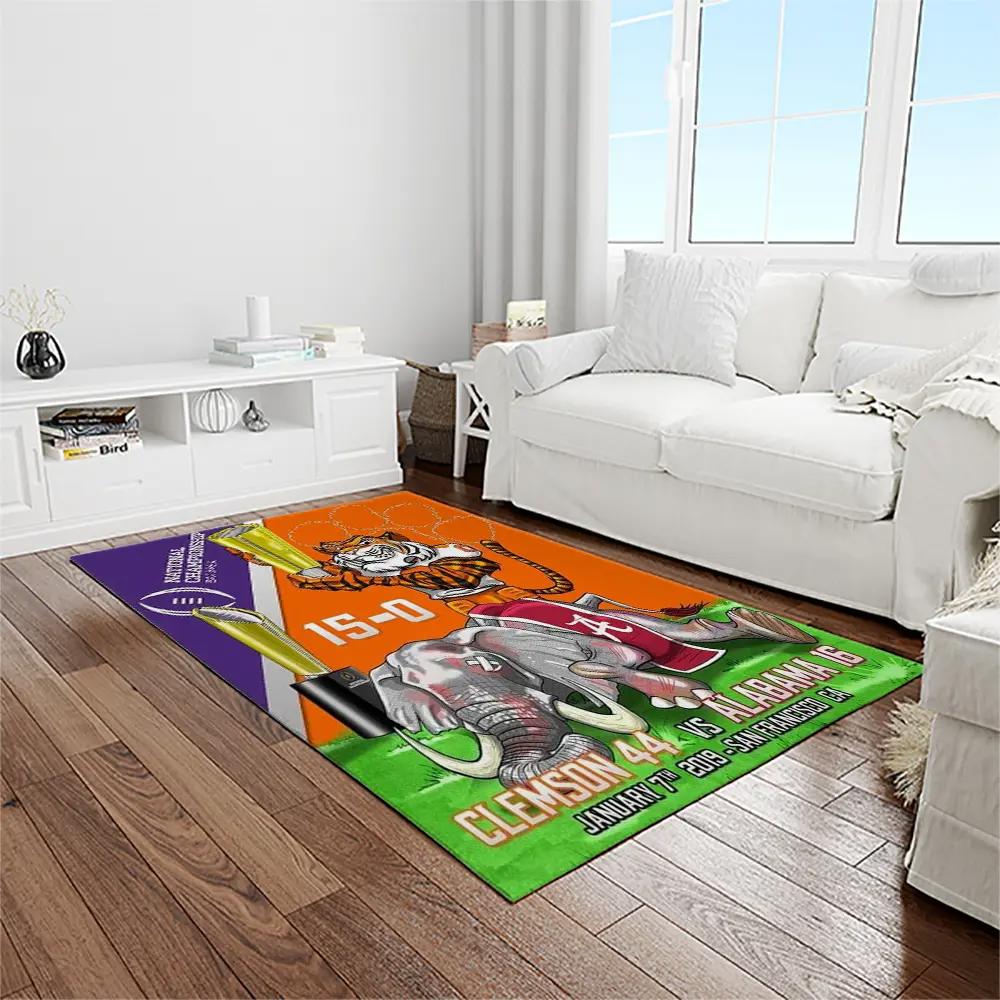 Ncaa clemson tigers college sport basketball and foolball team logo rectangle area rug ct72 Rectangle Rug
