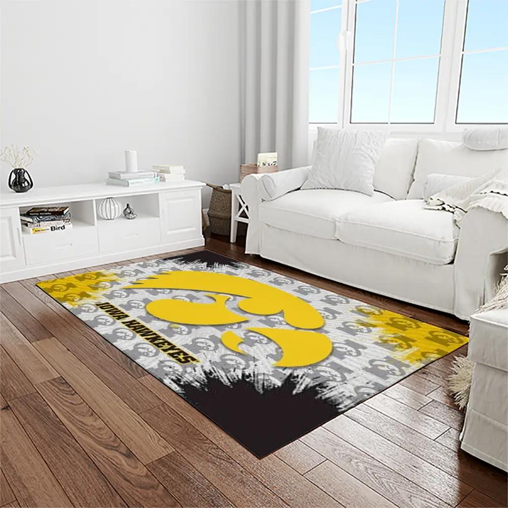 Ncaa iowa hawkeyes college sport basketball and foolball team logo rectangle area rug iwh02 Rectangle Rug