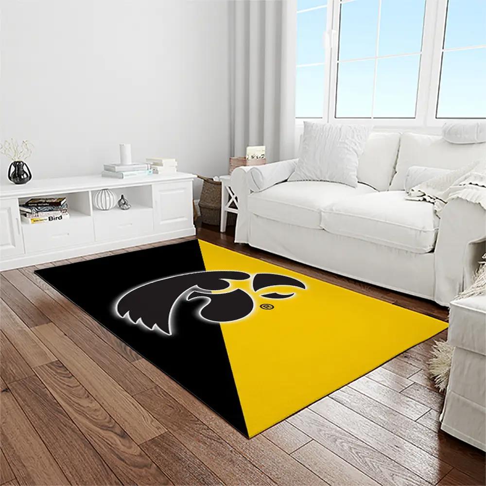 Ncaa iowa hawkeyes college sport basketball and foolball team logo rectangle area rug iwh28 Rectangle Rug
