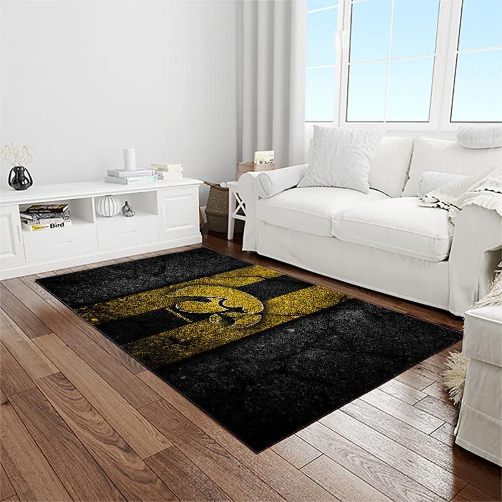 Ncaa iowa hawkeyes college sport basketball and foolball team logo rectangle area rug iwh60 Rectangle Rug