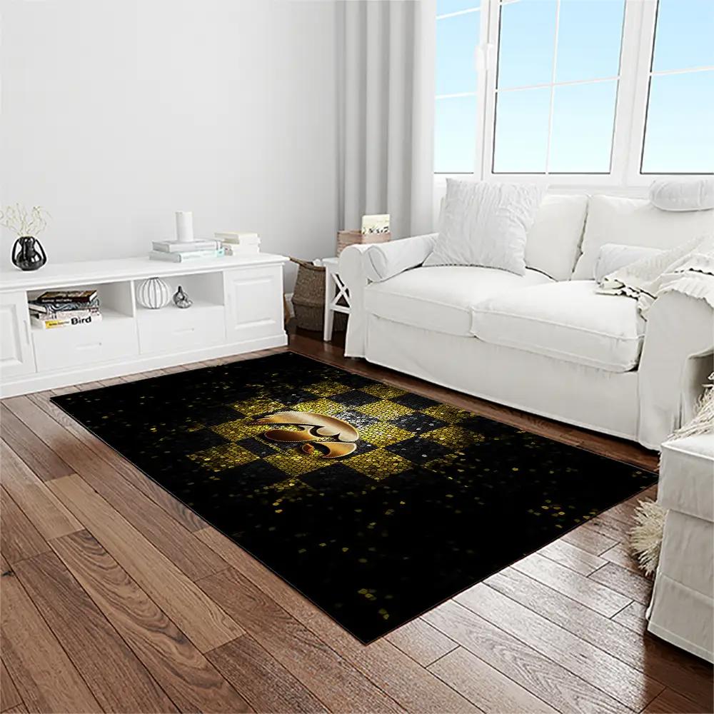 Ncaa iowa hawkeyes college sport basketball and foolball team logo rectangle area rug iwh65 Rectangle Rug