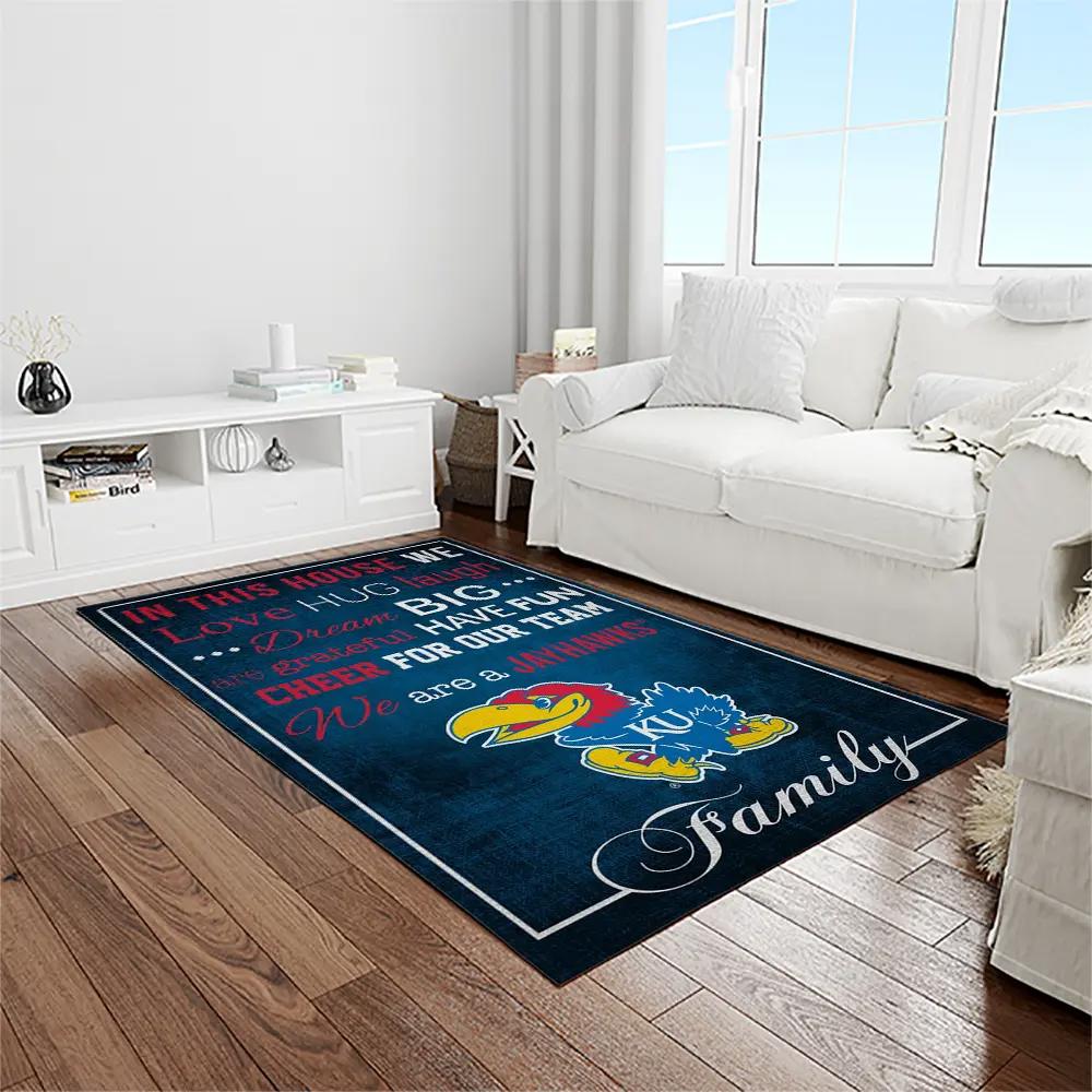 Ncaa kansas jayhawks basketball team logo rectangle area rug kj37 Rectangle Rug