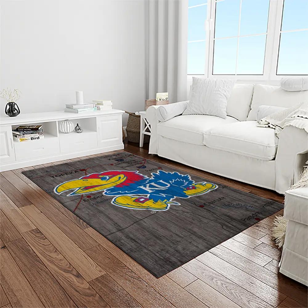 Ncaa kansas jayhawks basketball team logo rectangle area rug kj41 Rectangle Rug