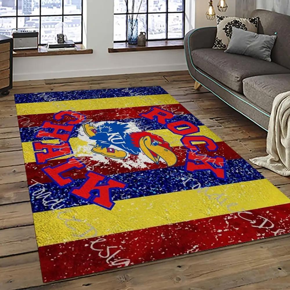 Ncaa kansas jayhawks football team logo sport carpet area rug home decor best gift for friends ksjk21 Rectangle Rug