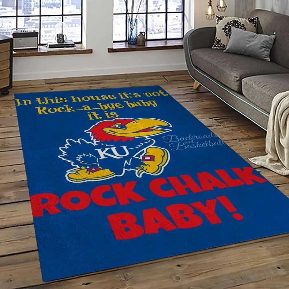 Ncaa kansas jayhawks football team logo sport carpet area rug home decor best gift for friends ksjk44 Rectangle Rug
