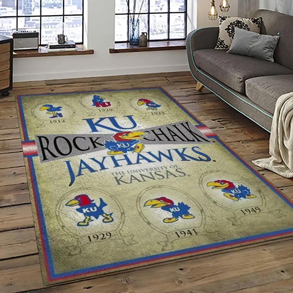 Ncaa kansas jayhawks football team logo sport carpet area rug home decor best gift for friends ksjk47 Rectangle Rug
