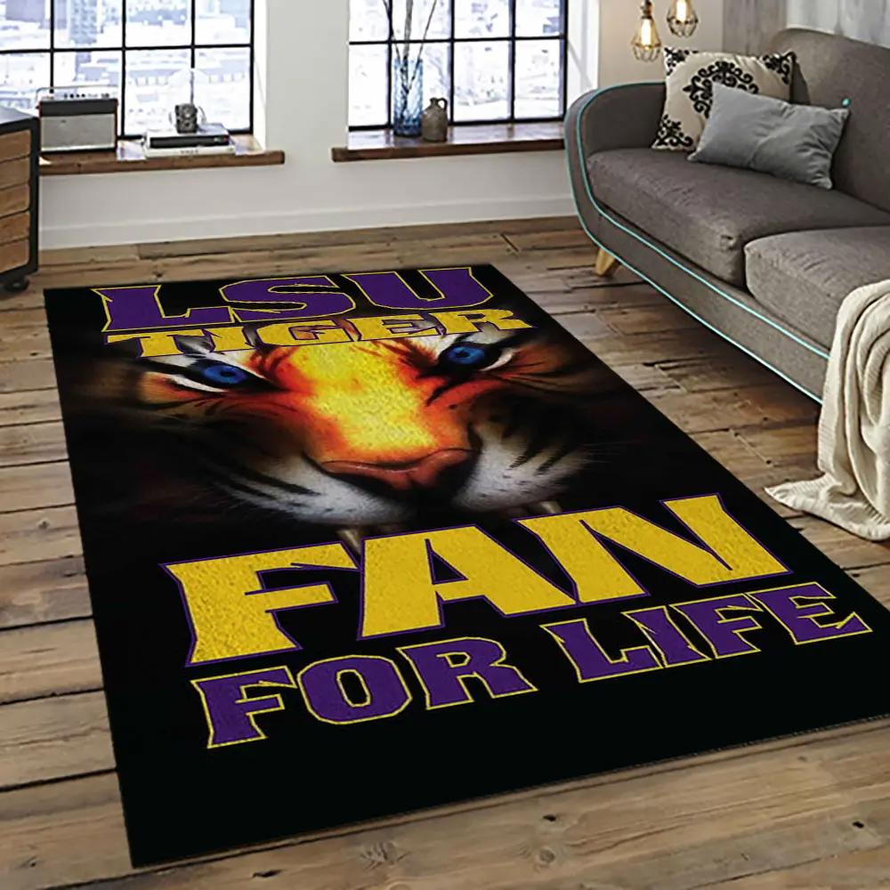 Ncaa lsu tigers basketball team logo sport carpet area rug home decor best gift for friends lsu1 Rectangle Rug