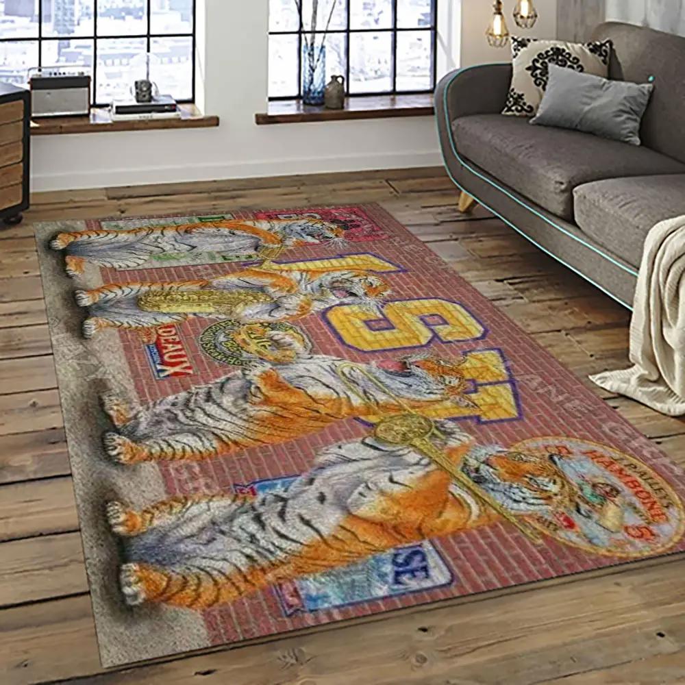 Ncaa lsu tigers basketball team logo sport carpet area rug home decor best gift for friends lsu11 Rectangle Rug