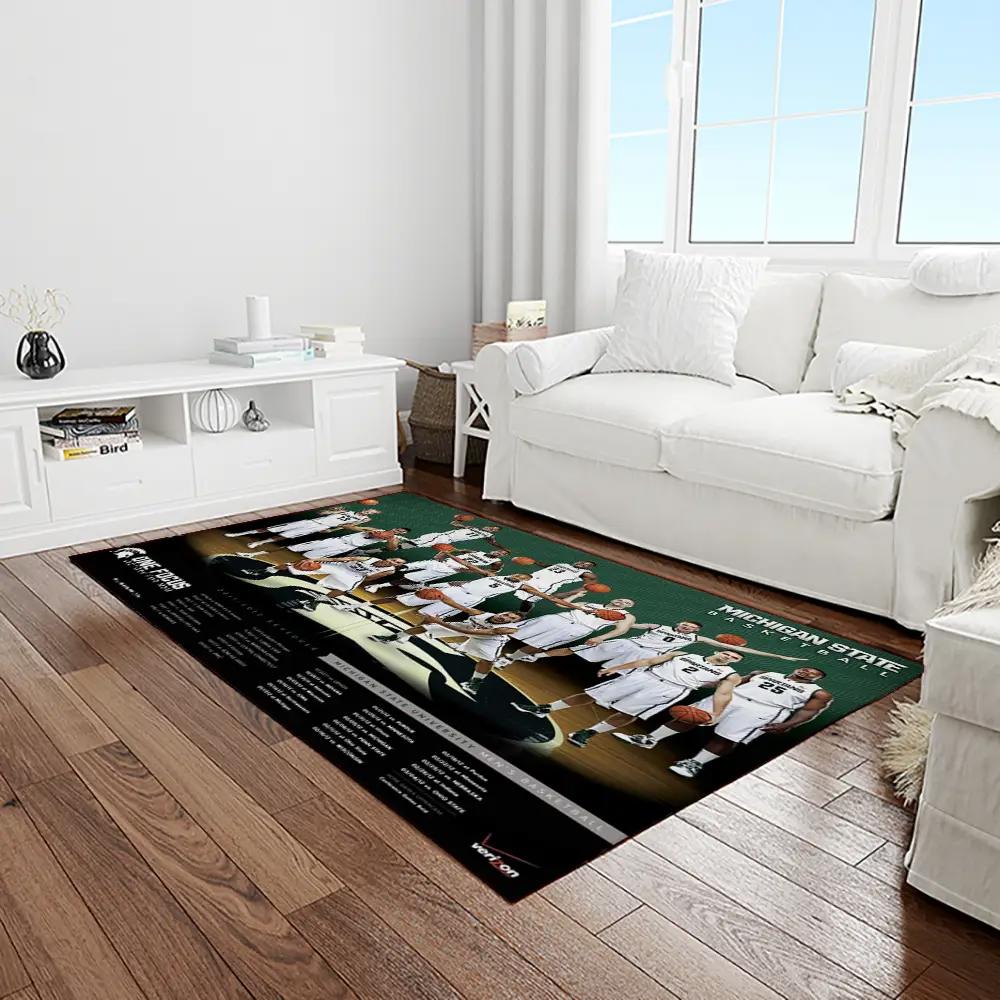 Ncaa michigan state spartans college sport basketball and foolball team logo rectangle area rug mss36 Rectangle Rug
