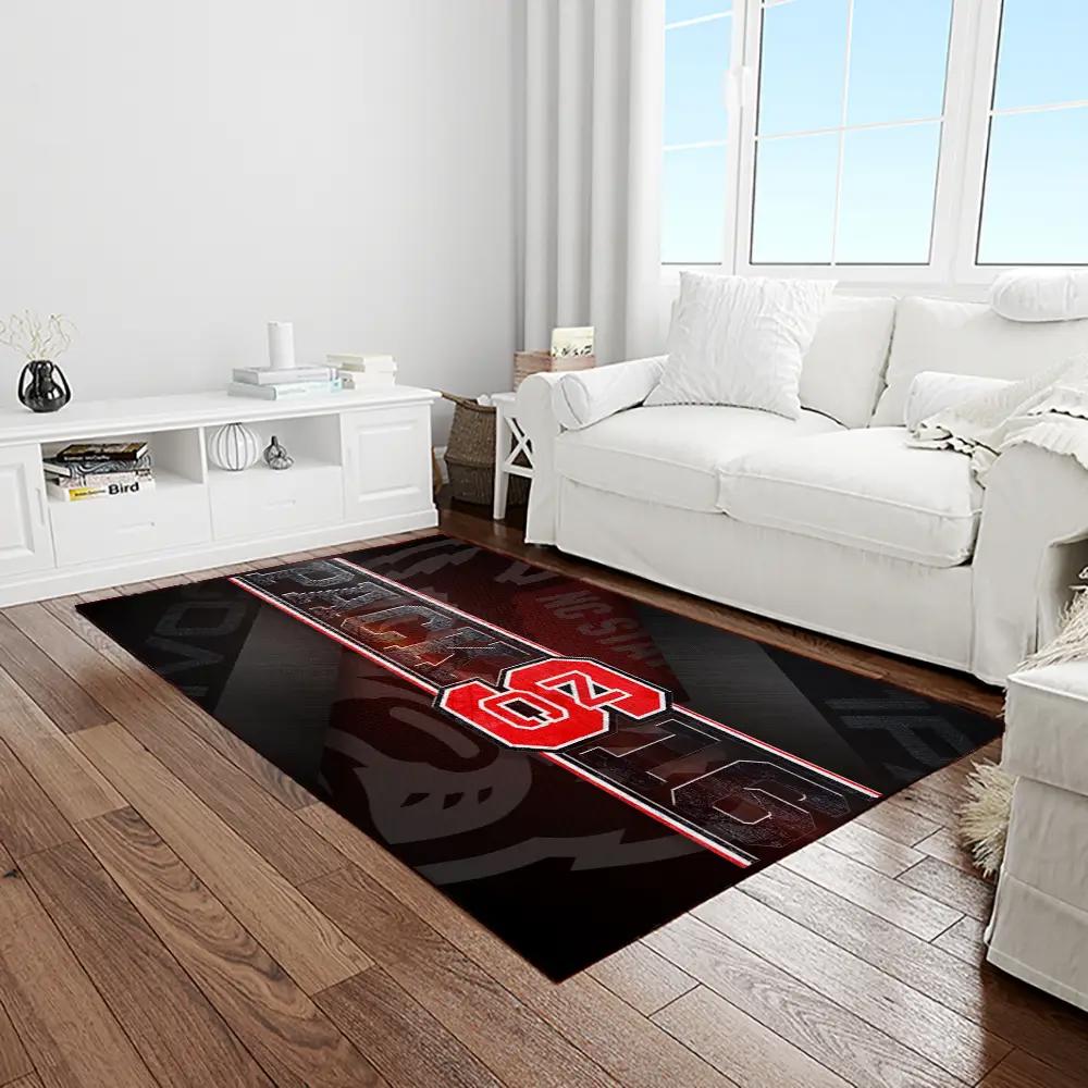 Ncaa nc state wolfpack sport basketball and foolball team logo rectangle area rug ncsw16 Rectangle Rug