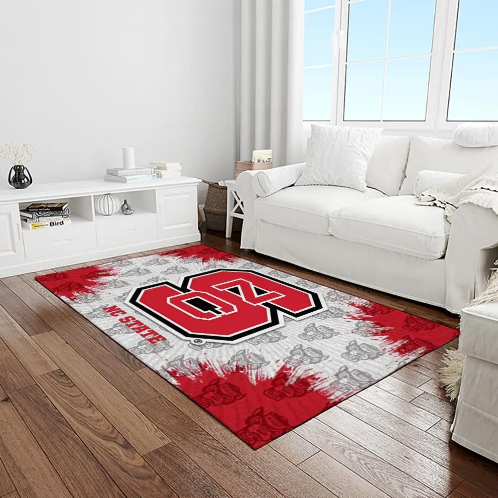 Ncaa nc state wolfpack sport basketball and foolball team logo rectangle area rug ncsw28 Rectangle Rug