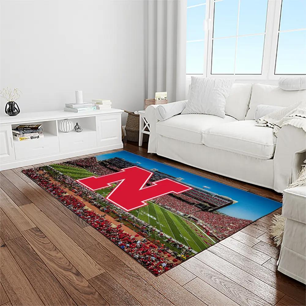 Ncaa nebraska cornhuskers college sport basketball and foolball team logo rectangle area rug ncs20 Rectangle Rug