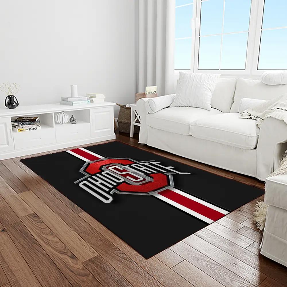 Ncaa ohio state buckeyes college sport basketball and foolball team logo rectangle area rug osb05 Rectangle Rug