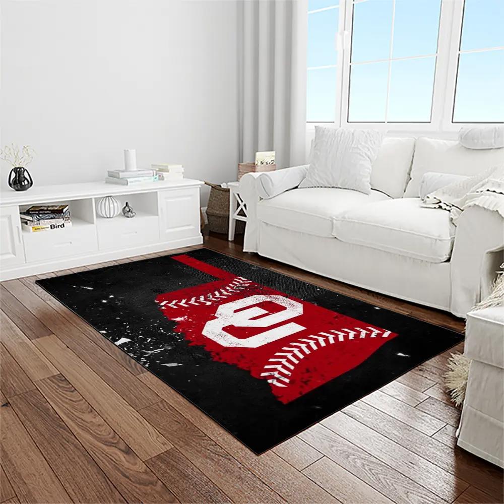 Ncaa oklahoma sooners sport basketball and foolball team logo rectangle area rug os26 Rectangle Rug