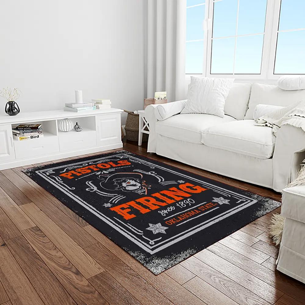 Ncaa oklahoma state cowboys sport basketball and foolball team logo rectangle area rug osc09 Rectangle Rug