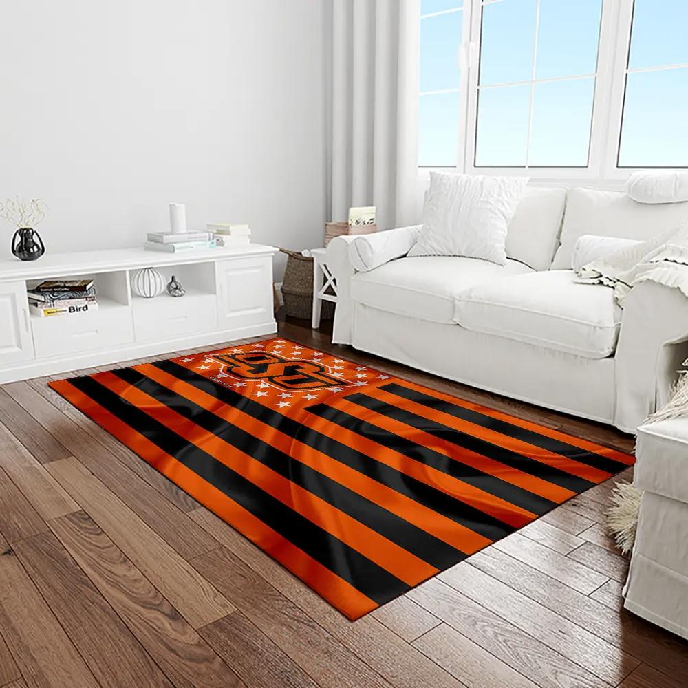 Ncaa oklahoma state cowboys sport basketball and foolball team logo rectangle area rug osc57 Rectangle Rug