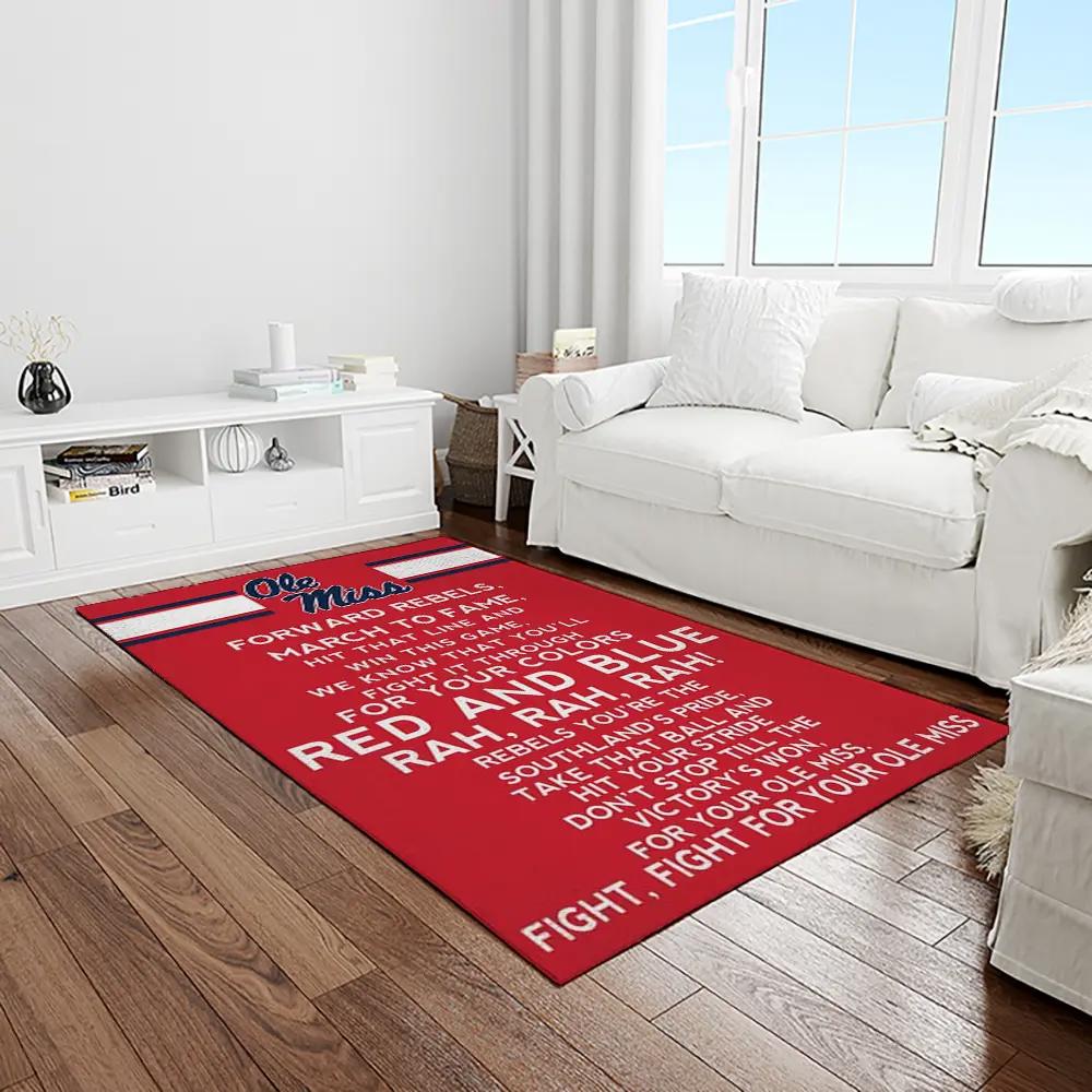 Ncaa ole miss rebels sport basketball and foolball team logo rectangle area rug omr30 Rectangle Rug