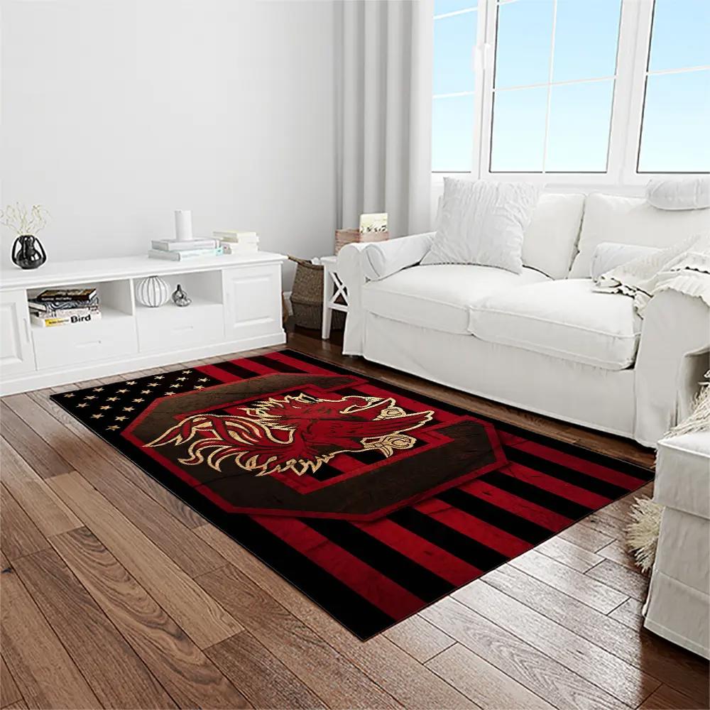 Ncaa south carolina gamecocks college sport basketball and foolball team logo rectangle area rug scg33 Rectangle Rug