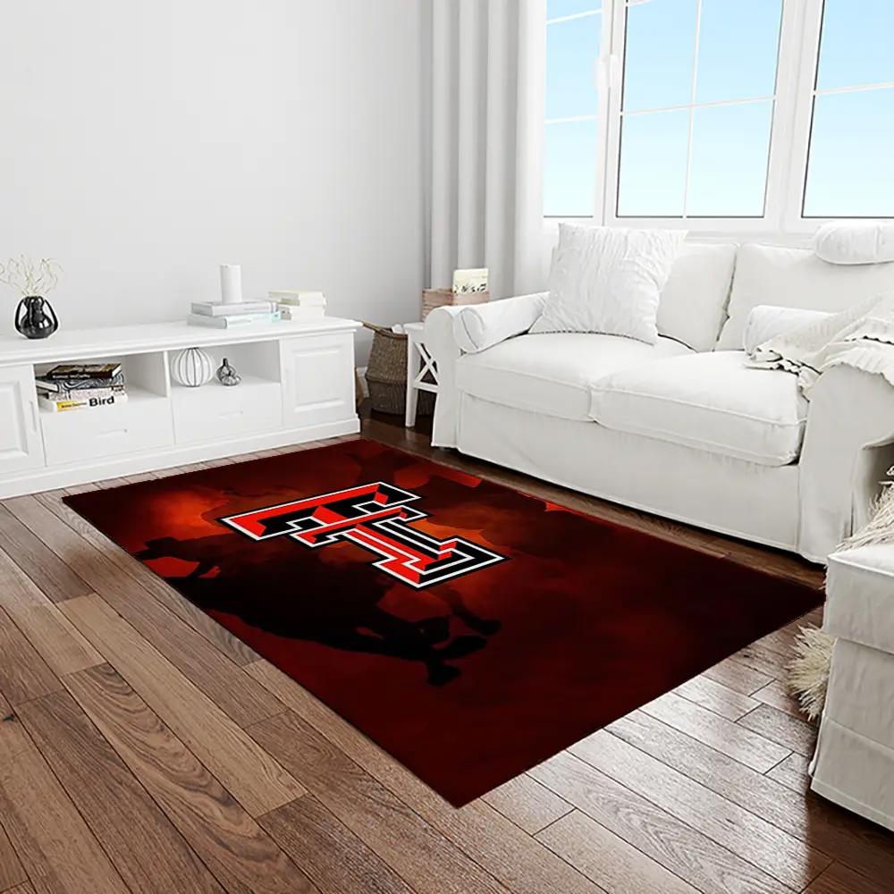 Ncaa texas tech red raiders sport basketball and foolball team logo rectangle area rug ttrr01 Rectangle Rug