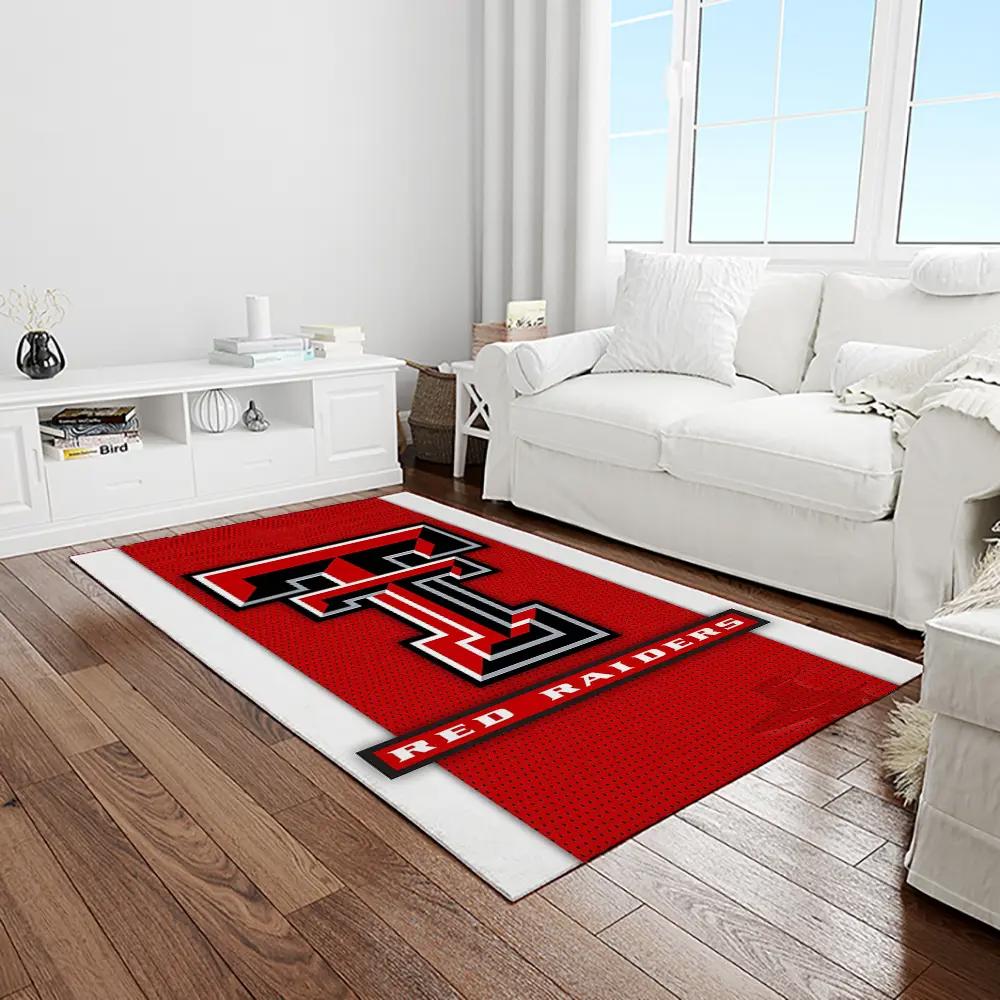 Ncaa texas tech red raiders sport basketball and foolball team logo rectangle area rug ttrr22 Rectangle Rug