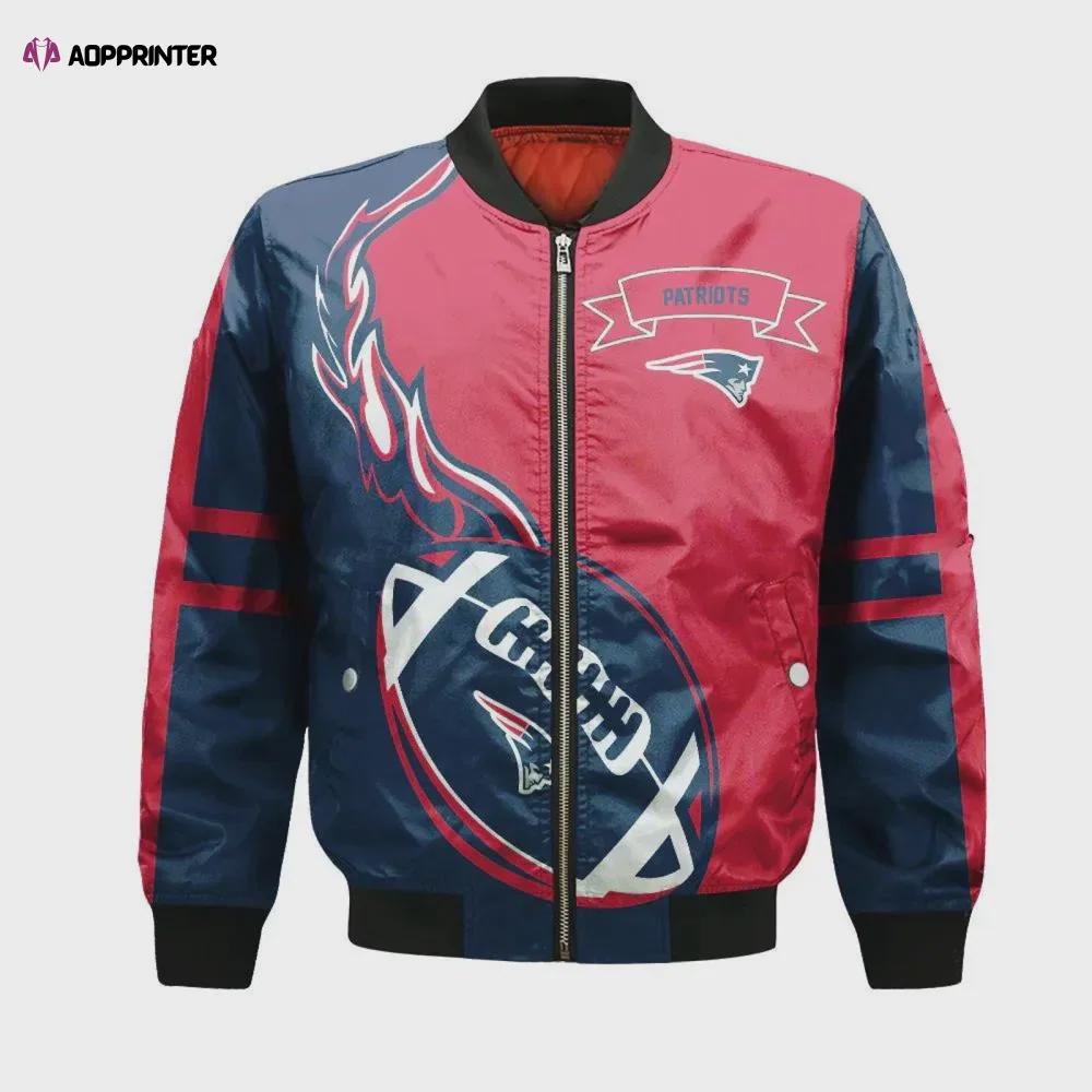 New england patriots bomber jacket 3d printed flame ball pattern Bomber Jacket