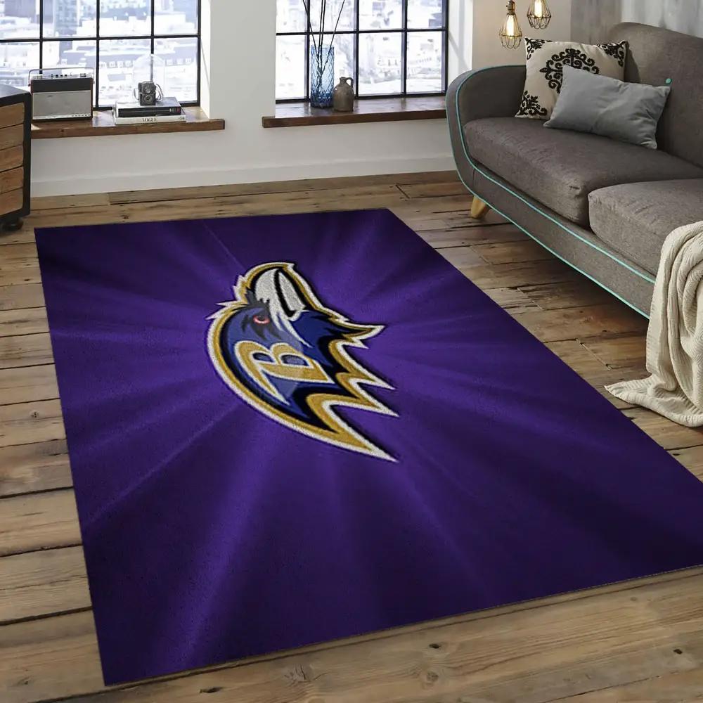 Nfl baltimore ravens basic football team logo rectangle area rug brv22 Rectangle Rug