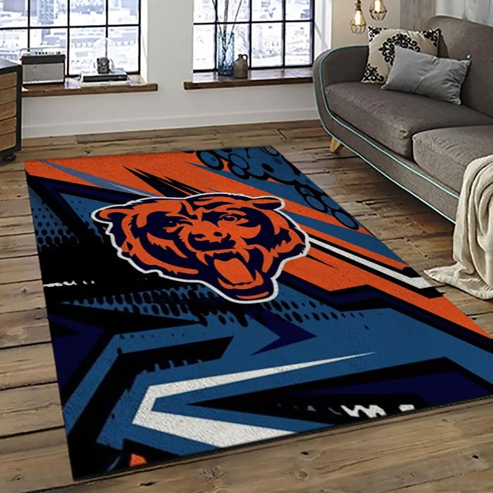 Nfl chicago bears football team logo sport carpet rectangle area rug for living room ccb25 Rectangle Rug