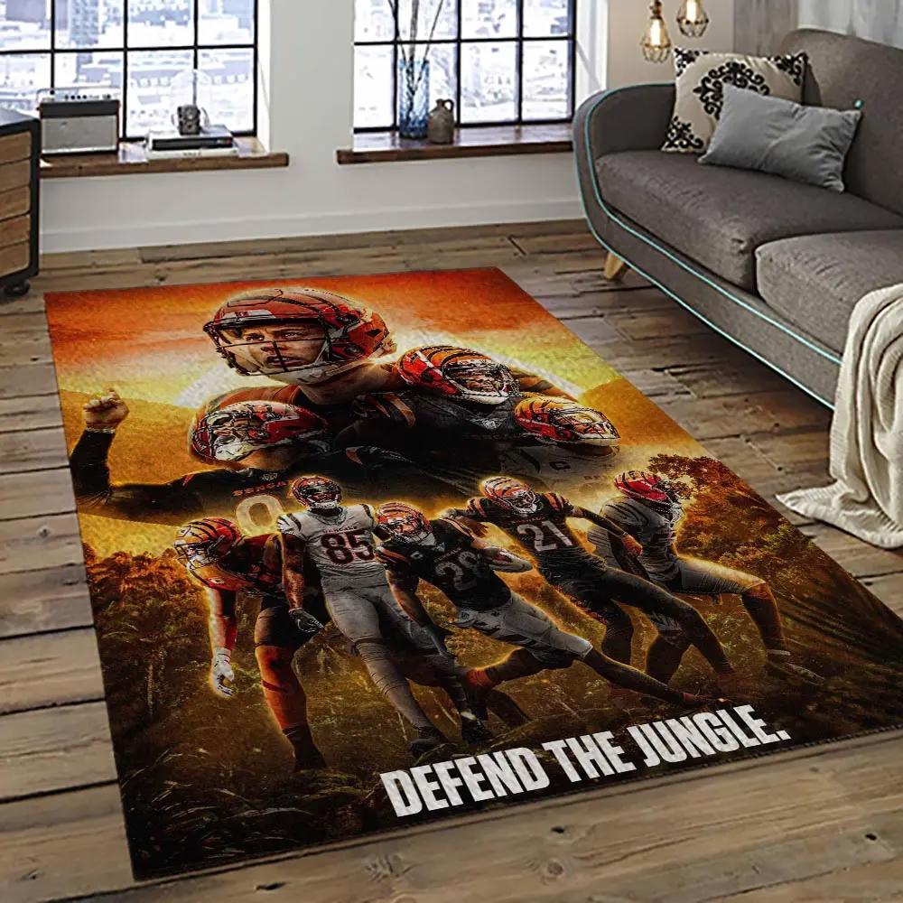 Nfl cincinnati bengals football team logo sport carpet area rug who dey nation gift for friends cnns22 Rectangle Rug