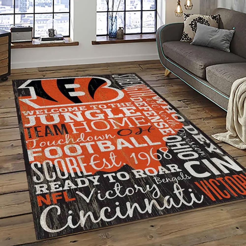 Nfl cincinnati bengals football team logo sport carpet area rug who dey nation gift for friends cnns29 Rectangle Rug