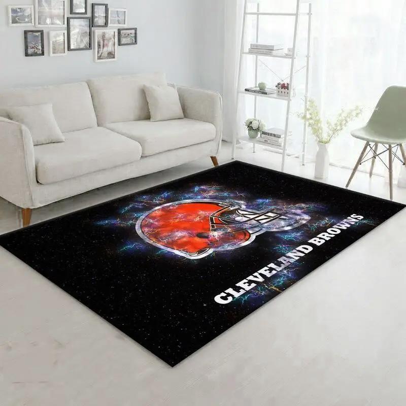 Nfl cleveland browns area rug football rug carpet floor decor home decor 5 Rectangle Rug